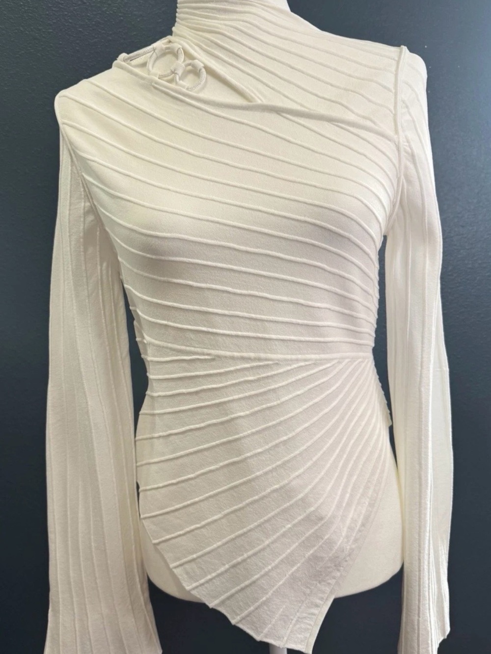 Cult Gaia Women's Asymmetric Ribbed Long-Sleeve Top